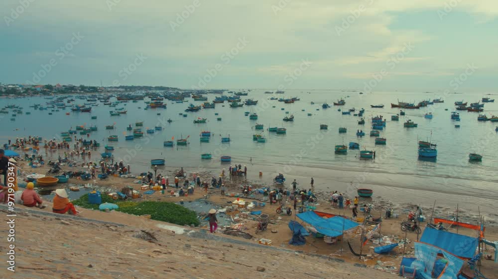 Sunrise Fishing Scene in Mui Ne, Vietnam Sunrise Fishing Scene in Mui Ne, Vietnam