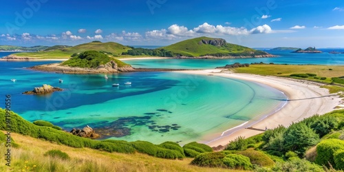Wallpaper Mural Tranquil landscape of Tresco island with sandy beaches, turquoise waters, and lush greenery, Tresco, Isles of Scilly, Cornwall Torontodigital.ca