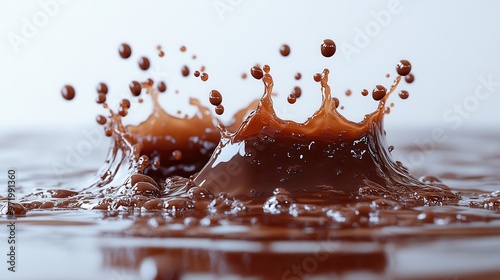 roun shape liqui chocolate splash cacao or coffee drink splashing syrup cooking ingredient abstract brown liqui clip art isolate on white background photo