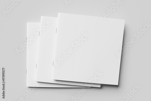 Blank square magazine for mockup on gray background