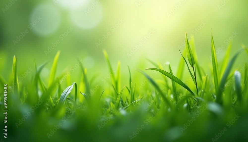 Vibrant green grass in a field with a soft focus background Vibrant green grass in a field with a soft focus background