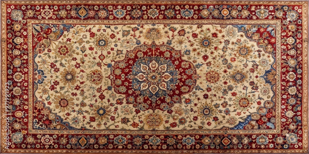 Intricately knotted Persian carpet with traditional floral design, Persian, carpet, rug, knotted, handmade Intricately knotted Persian carpet with traditional floral design, Persian, carpet, rug, knotted, handmade