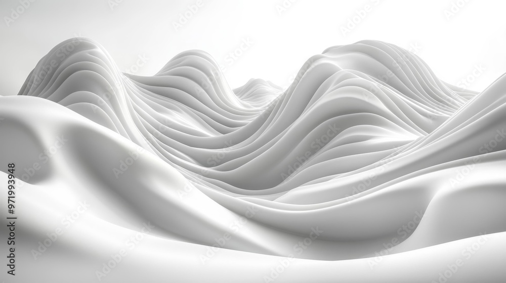 Obraz premium Abstract White Wavey Landscape Generative AI