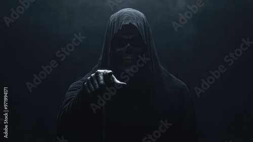 A mysterious figure shrouded in darkness, evoking intrigue and suspense in a shadowy atmosphere.