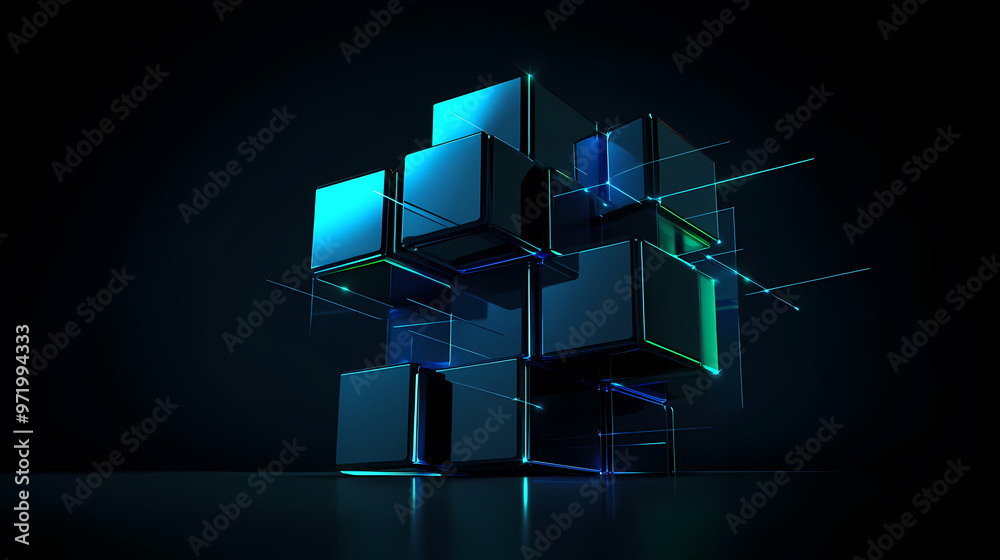 Digital cube with a futuristic tech feel