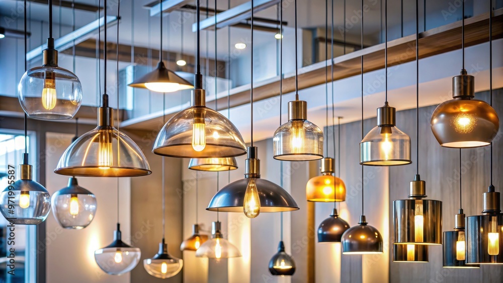 Fototapeta premium Modern lighting fixtures for contemporary interior design, modern, lighting, fixtures, contemporary, interior, design, architecture