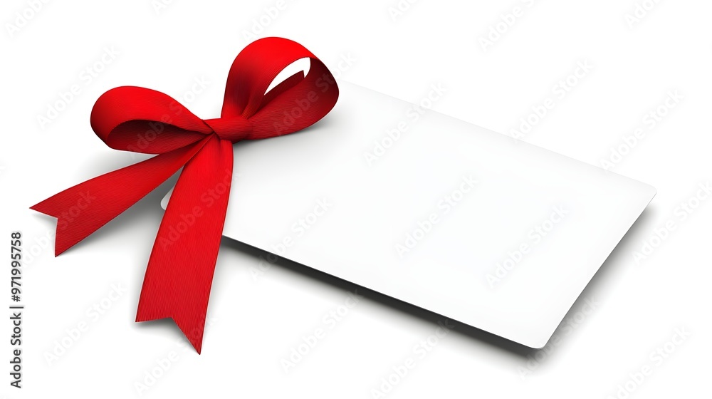 Blank card note with ribbon bow for Christmas celebration greeting. Blank card note with ribbon bow for Christmas celebration greeting.