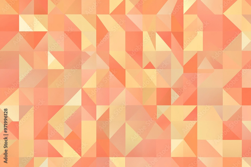 Fototapeta premium Peach Fuzz Background with Geometric Squares and Triangles in Minimalistic Seamless Pattern