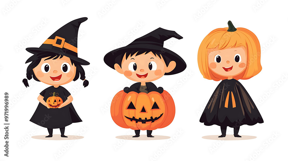 Cute kids in Halloween costumes. Cute kids in Halloween costumes.