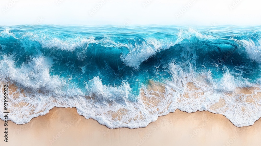 Waves crashing on a sandy shore Generative AI Waves crashing on a sandy shore Generative AI