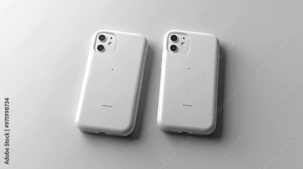 Modern White Smartphones Back View Generative AI Modern White Smartphones Back View Generative AI