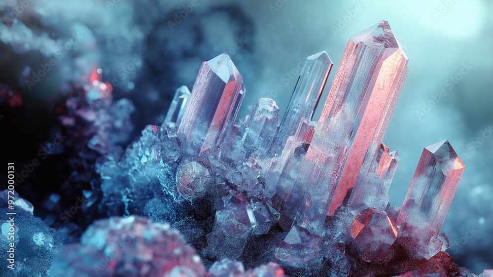 Vibrant Crystal Clusters with Iridescent Light Reflections Vibrant Crystal Clusters with Iridescent Light Reflections
