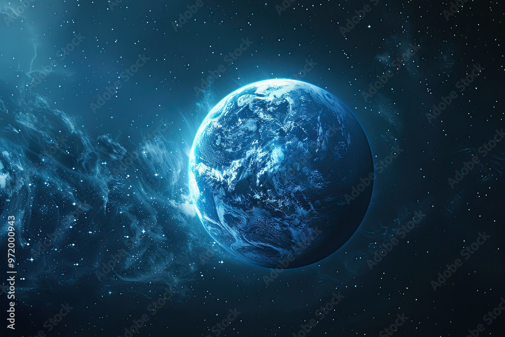 Fototapeta premium View of the blue earth from space, Planet Earth,stars and galaxy. 