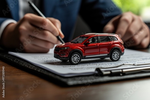 Consider signing car insurance documents or documents supporting the purchase or sale of a new or used car.