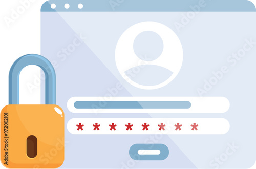 Illustration of a secure login page with a padlock, representing the concept of online security and data protection