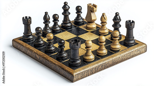 A chessboard with pieces in...