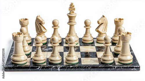 A chessboard with pieces in...