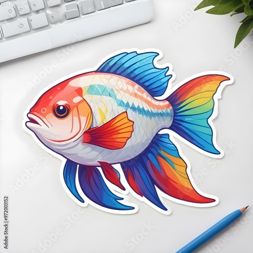 A colorful cartoon animal vector with a rainbow body photo