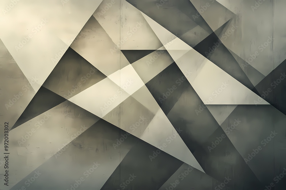 Geometric Tapestry: Abstract interplay of monochromatic triangles in shades of grey and beige Geometric Tapestry: Abstract interplay of monochromatic triangles in shades of grey and beige