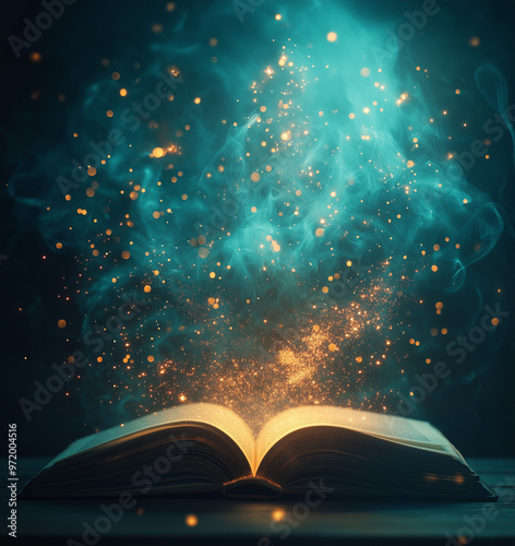 magic book with magic lights