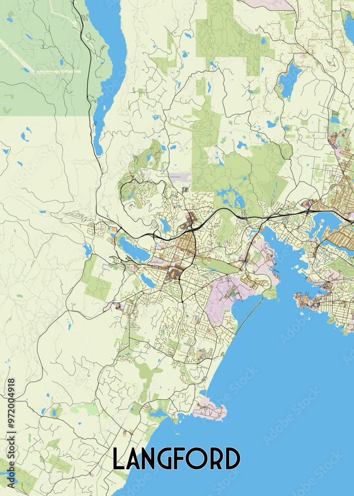 Fototapeta premium Langford, British Columbia, Canada artistic map poster