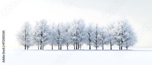 Wallpaper Mural A group of trees blanketed in snow, forming a picturesque winter landscape. The calm white sky above offers plenty of space for adding text or logos Torontodigital.ca