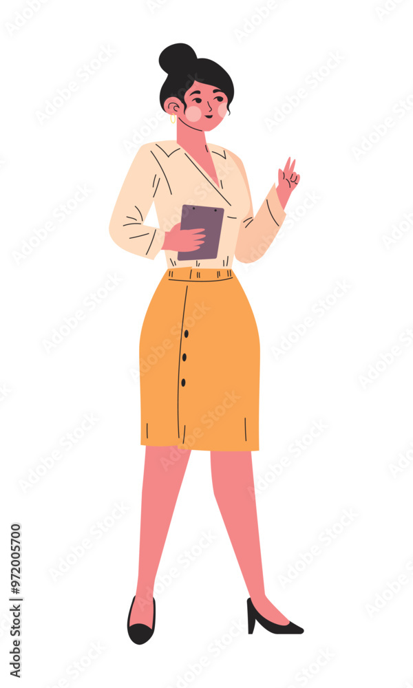 confident entrepreneur woman character stands