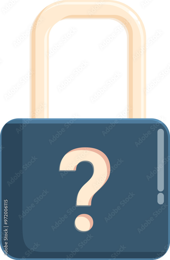 Closed padlock featuring a question mark is representing the concept of uncertainty in security and data protection