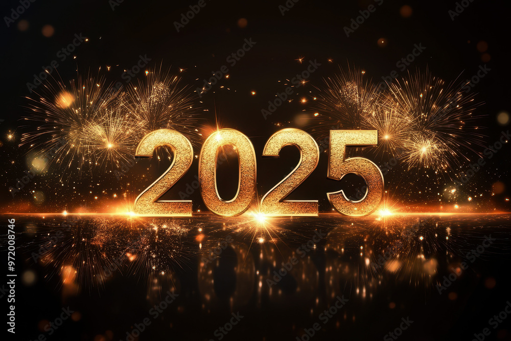 numbers 2025 with fireworks on a black background. happy new years concept numbers 2025 with fireworks on a black background. happy new years concept