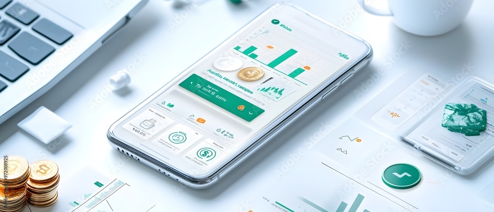 Mobile Phone with Cryptocurrency App and Charts. Mobile Phone with Cryptocurrency App and Charts.