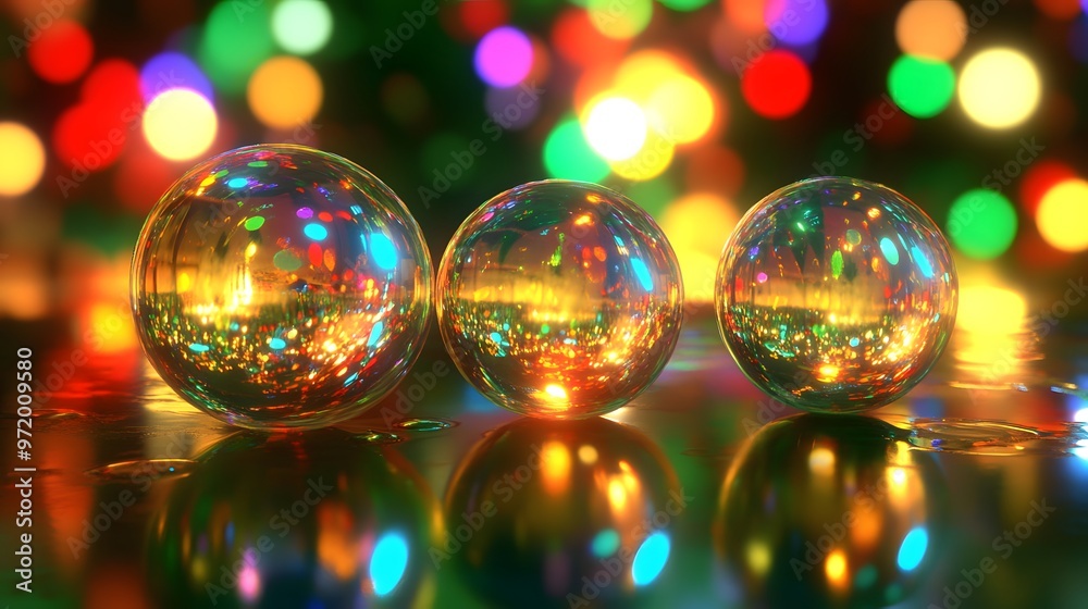 Abstract Shiny Colorful Spheres With Bokeh Background Abstract Shiny Colorful Spheres With Bokeh Background