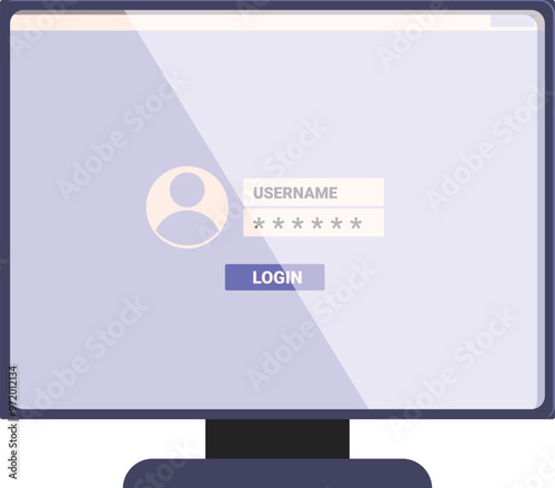 Computer monitor displaying login screen with username and password input fields