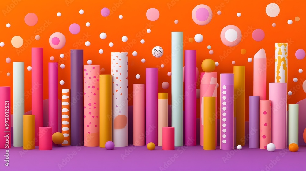 Obraz premium Colorful Geometric Shapes 3D Render Abstract Background