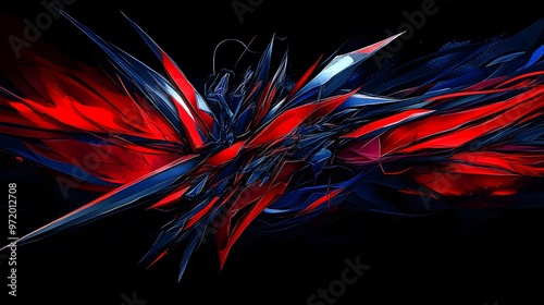 Abstract Red Blue Geometric Shapes Digital Art Background