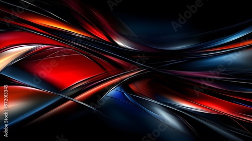 Abstract Red Blue and Black Swirling Design