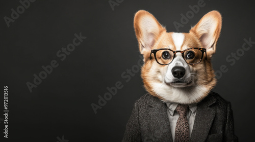 Dog in Suit and Glasses