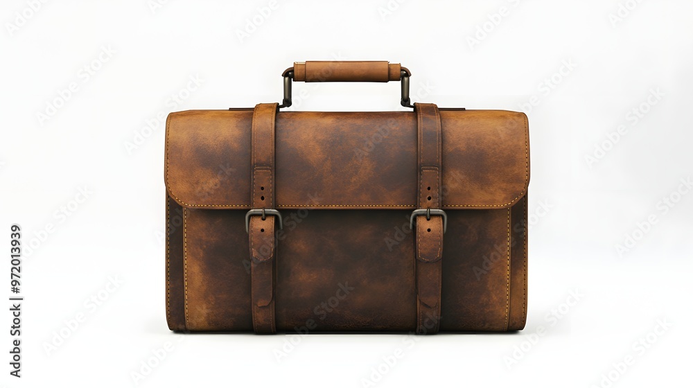 65. A detailed 3D render of a premium briefcase with leather straps, isolated on a pristine white background 65. A detailed 3D render of a premium briefcase with leather straps, isolated on a pristine white background