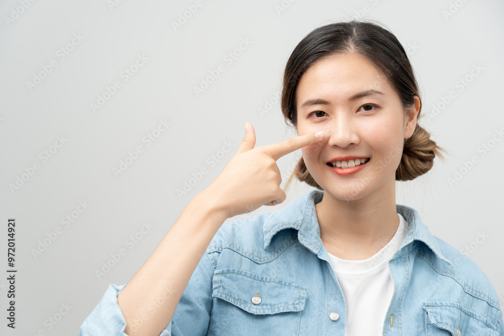 plastic surgery, beauty asian smile and happy after surgery, surgical procedure that involve altering shape of nose, doctor examines patient nose before rhinoplasty, medical assistance, health. plastic surgery, beauty asian smile and happy after surgery, surgical procedure that involve altering shape of nose, doctor examines patient nose before rhinoplasty, medical assistance, health.