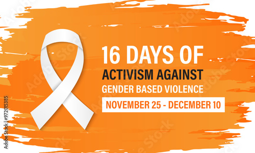 16 Days of Activism are observed to raise awareness of gender-based violence During the month of November 25 through December 10. Banner poster, flyer and background design template. Vector.