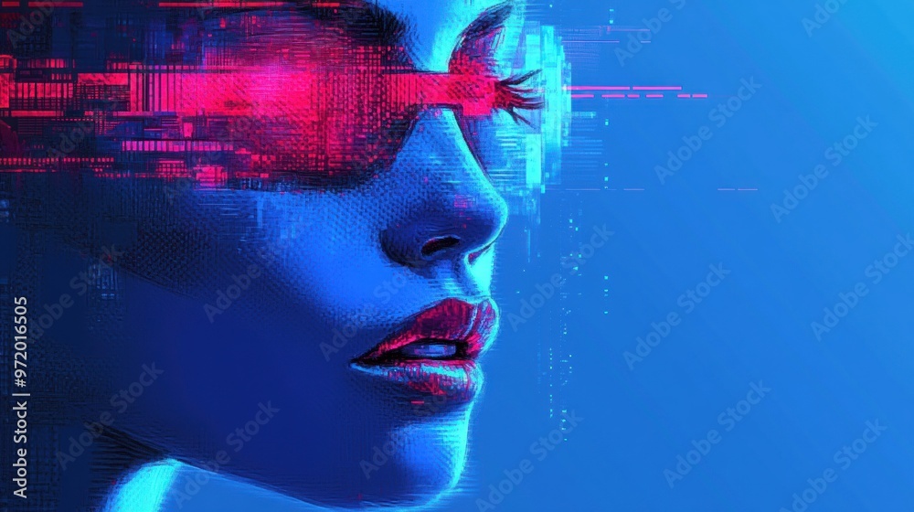 Cyberpunk Woman with Glitch Art Cyberpunk Woman with Glitch Art