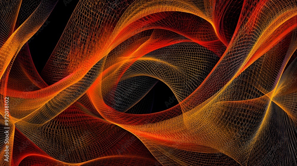Fototapeta premium Abstract Orange And Red Grid Pattern On Black Background