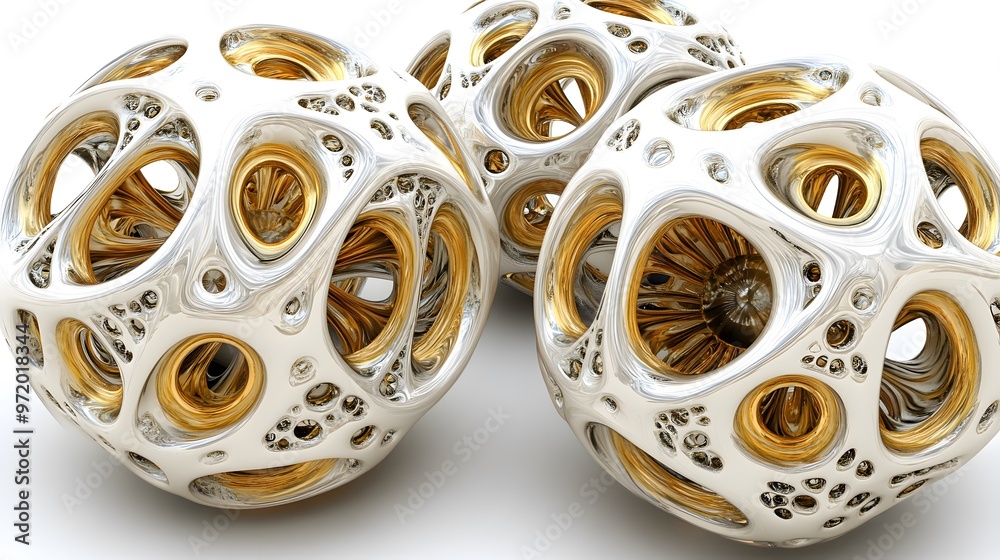 Abstract Metallic Spheres with Geometric Patterns Abstract Metallic Spheres with Geometric Patterns