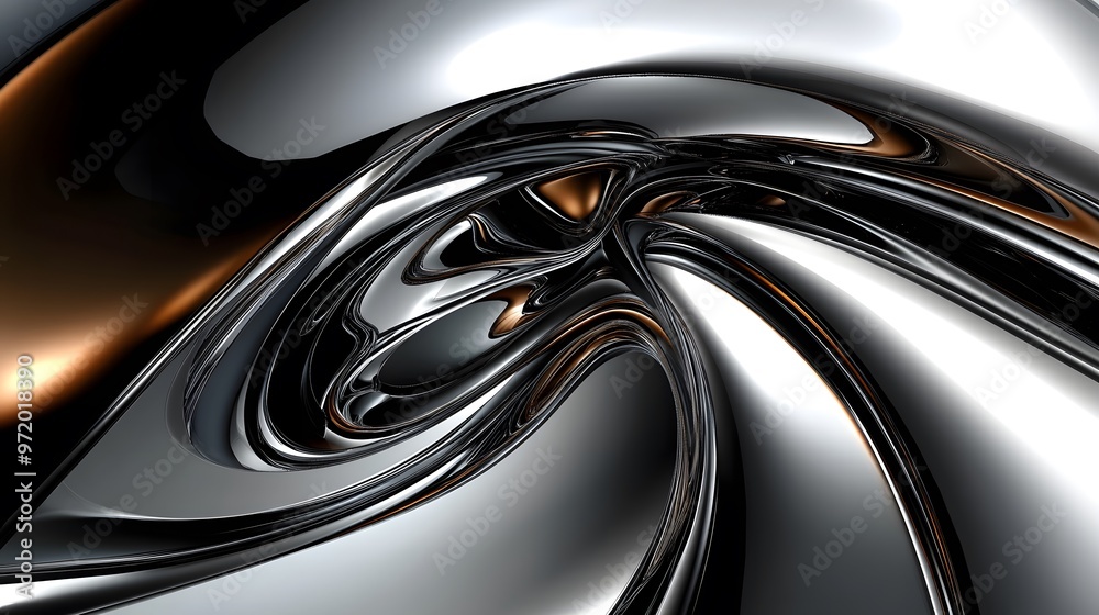 Abstract Shiny Chrome and Gold Swirls Background Abstract Shiny Chrome and Gold Swirls Background