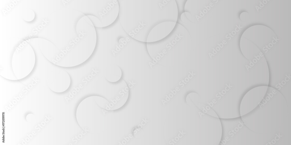 Abstract white geometric overlapping circle background with shadow. Vector circles template vector design. white background texture, Xmas, backdrop, lights, wallpaper design.	