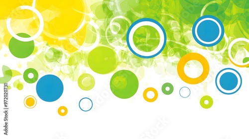 Abstract Yellow Green Blue Circles Background