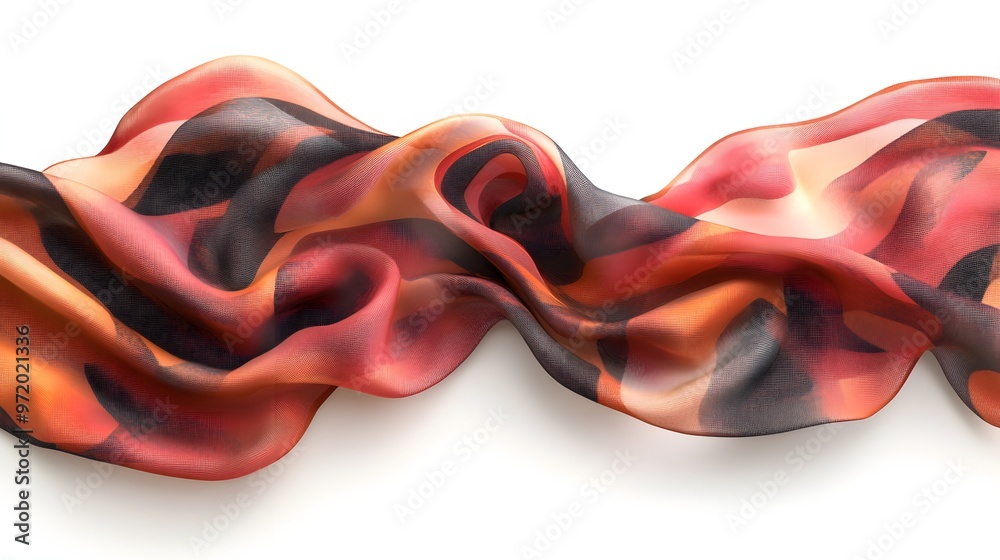 38. A detailed 3D render of a luxury silk scarf with an elegant pattern, isolated on a pristine white background 38. A detailed 3D render of a luxury silk scarf with an elegant pattern, isolated on a pristine white background