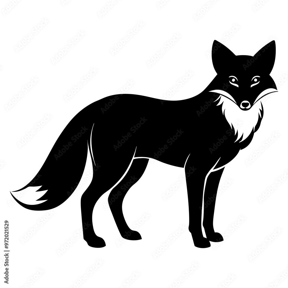 Cute red fox black silhouette vector illustration Cute red fox black silhouette vector illustration