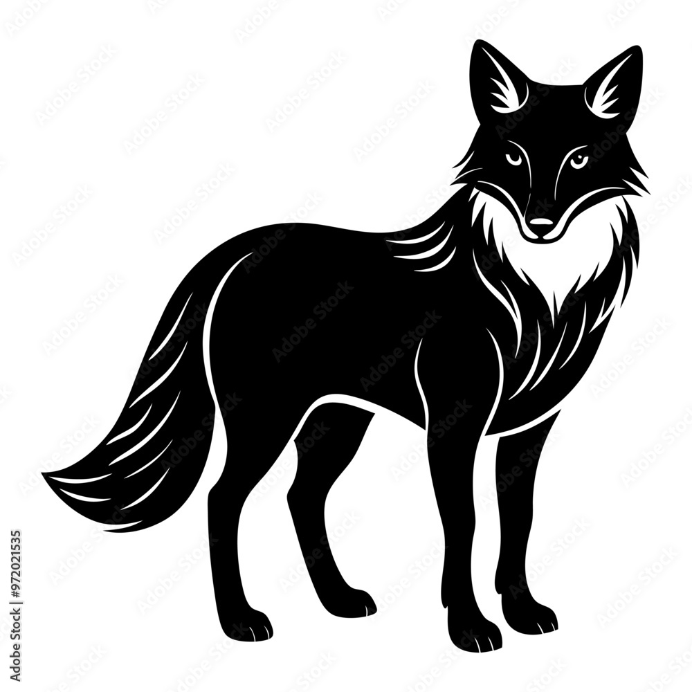 Obraz premium Cute red fox black silhouette vector illustration