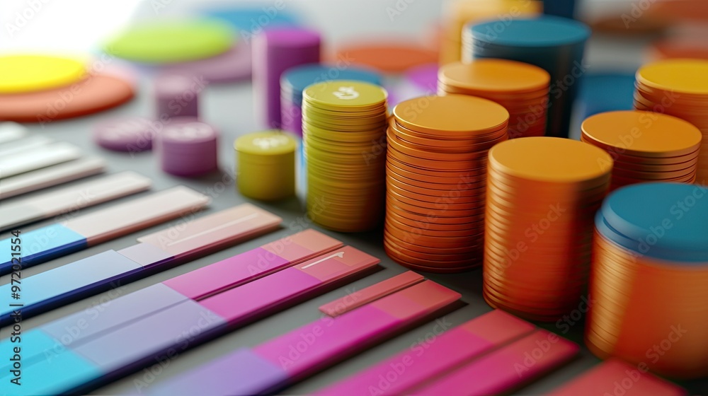 Business cost breakdown in a colorful 3D diagram, isolated with space for text. Business cost breakdown in a colorful 3D diagram, isolated with space for text.