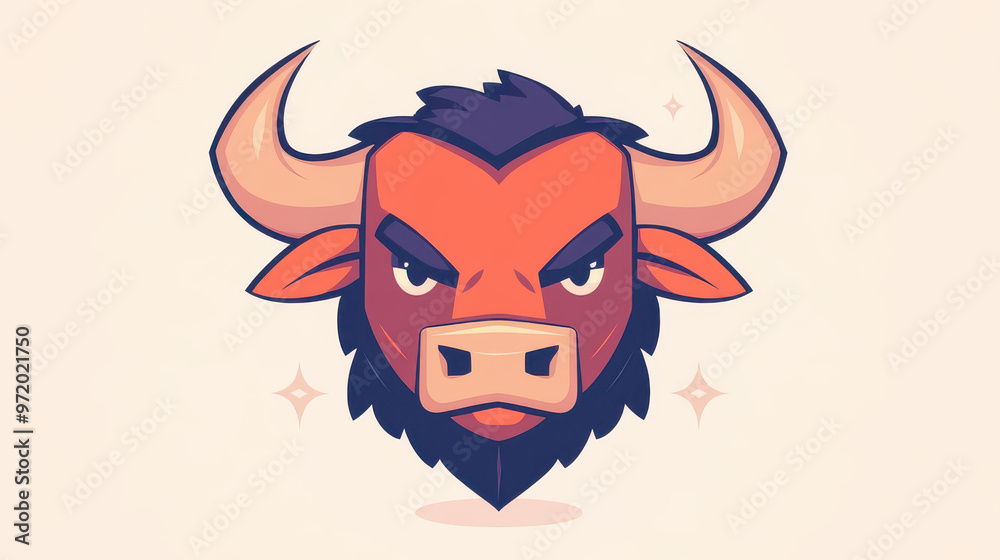 Naklejka premium Stylish bull head vector featuring modern cartoon textures, perfect for design projects and creative works.